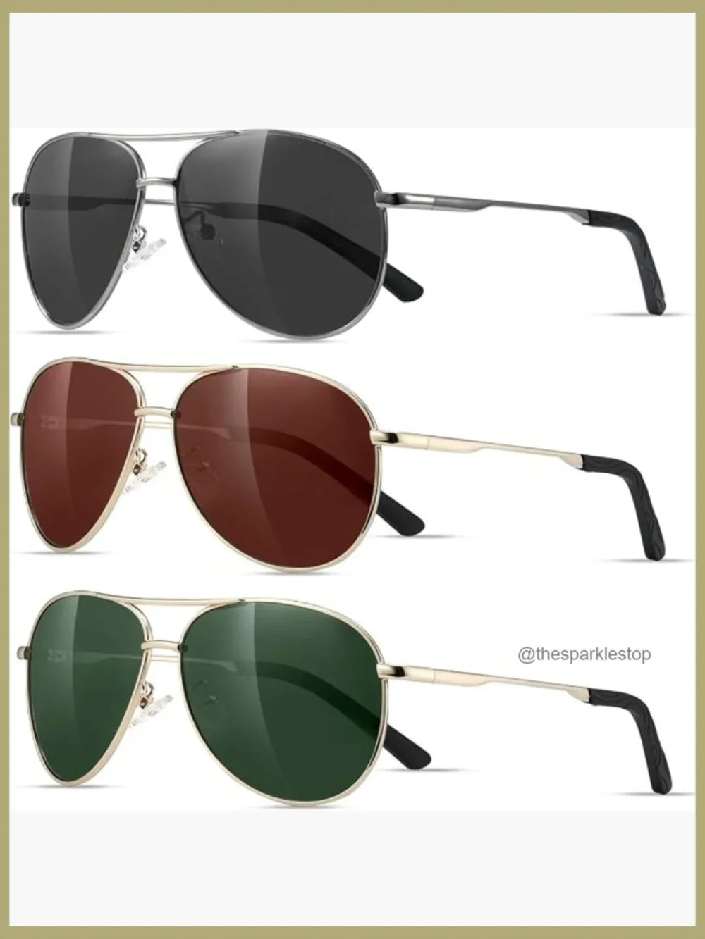 Polarized Aviator Sunglasses UV Protection Driving Fishing Metal Frame